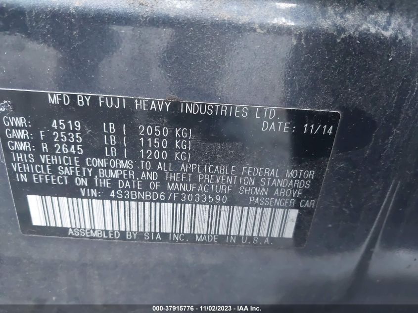2015 SUBARU LEGACY 2.5I PREMIUM - 4S3BNBD67F3033590
