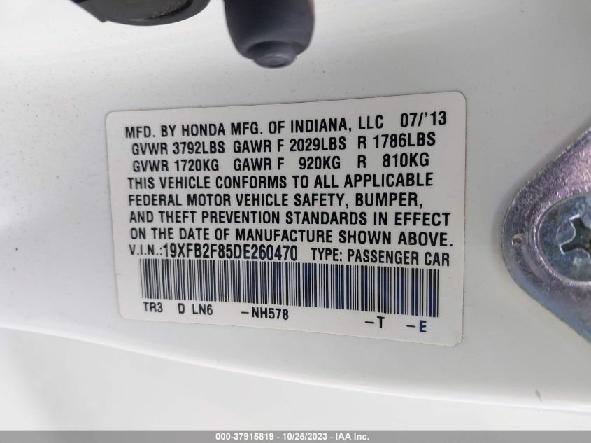 2013 HONDA CIVIC SDN EX 19XFB2F85DE260470