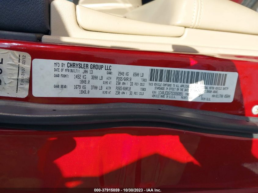 2013 JEEP GRAND CHEROKEE LIMITED - 1C4RJEBG7DC656891