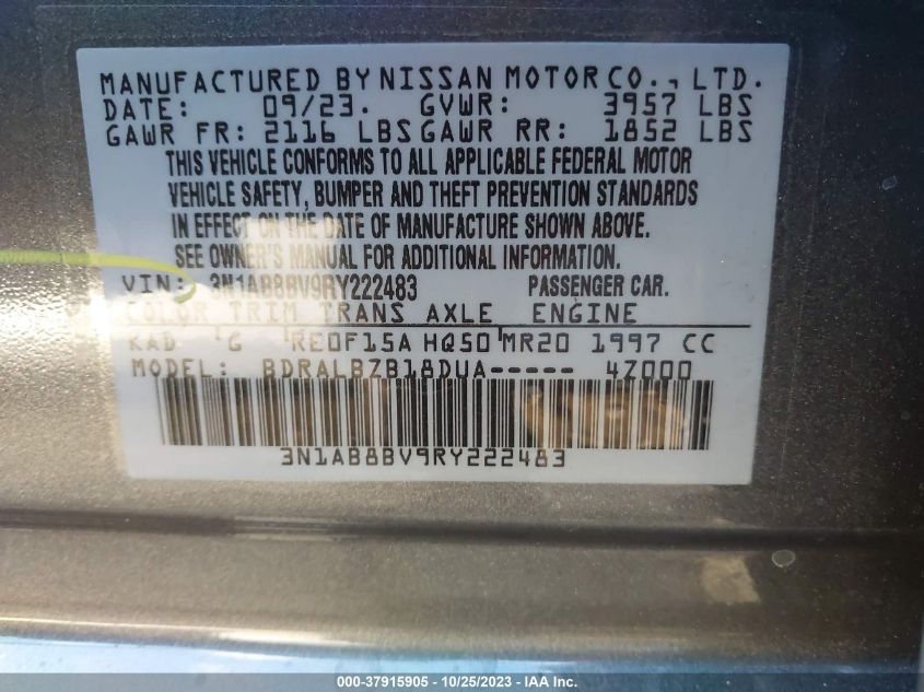 2024 NISSAN SENTRA S - 3N1AB8BV9RY222483