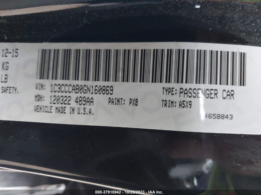 2016 CHRYSLER 200 LIMITED - 1C3CCCAB0GN160869