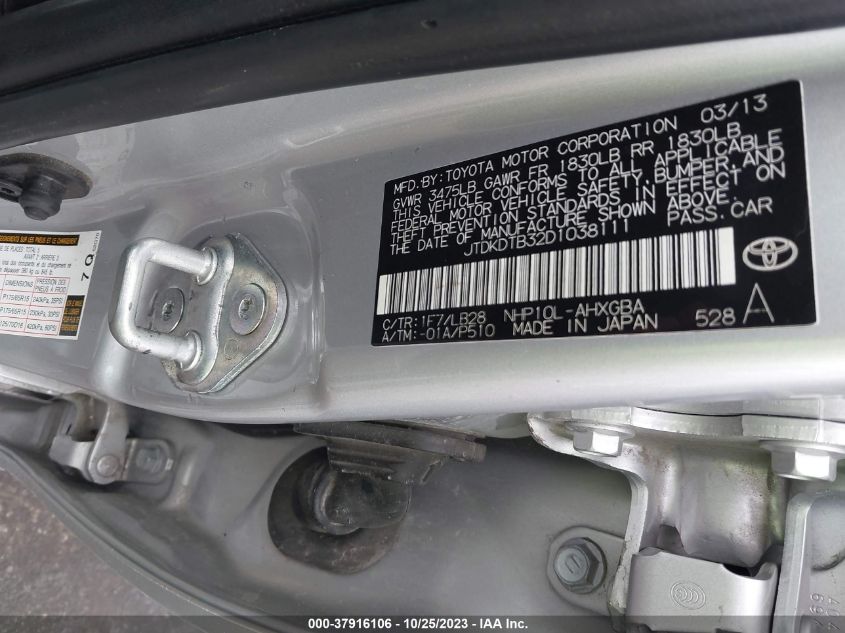 2013 TOYOTA PRIUS C - JTDKDTB32D1038111