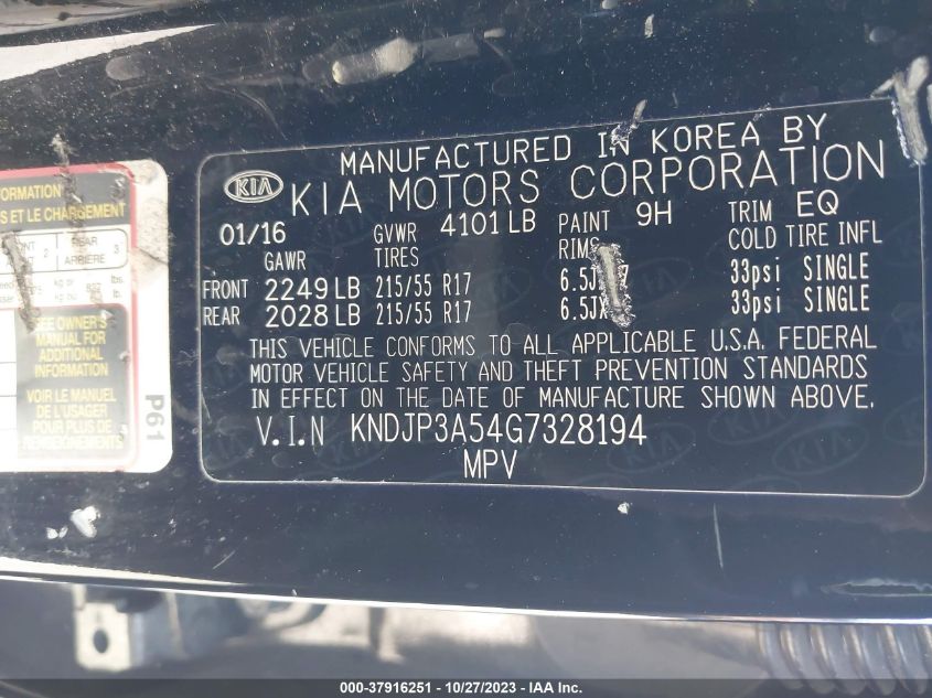 2016 KIA SOUL + - KNDJP3A54G7328194