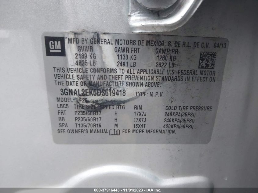 2013 CHEVROLET CAPTIVA SPORT 2LS - 3GNAL2EK6DS619418
