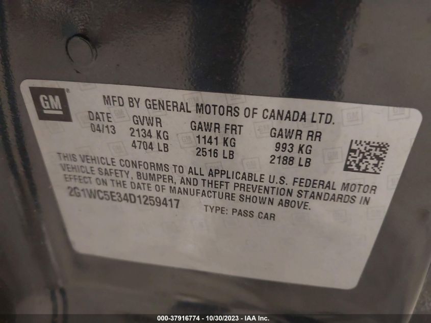 2013 CHEVROLET IMPALA LTZ - 2G1WC5E34D1259417