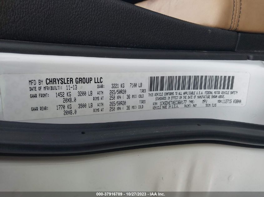 2014 DODGE DURANGO CITADEL - 1C4SDHET0EC360177