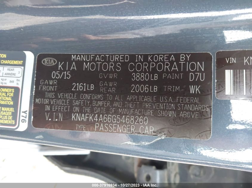 2016 KIA FORTE LX - KNAFK4A66G5468260