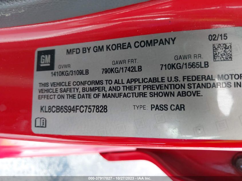 2015 CHEVROLET SPARK LS - KL8CB6S94FC757828