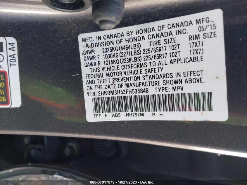 2015 HONDA CR-V EX - 2HKRM3H53FH535848