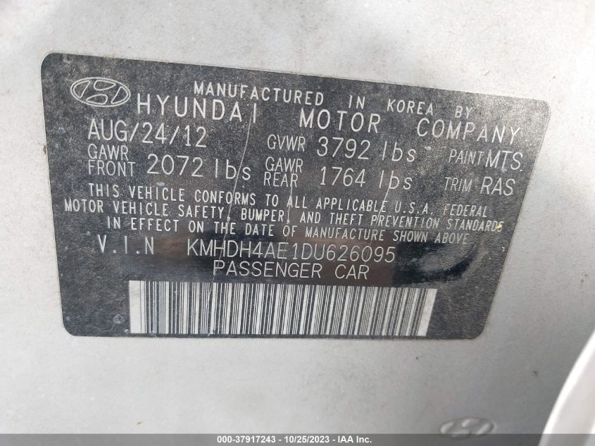2013 HYUNDAI ELANTRA GLS - KMHDH4AE1DU626095