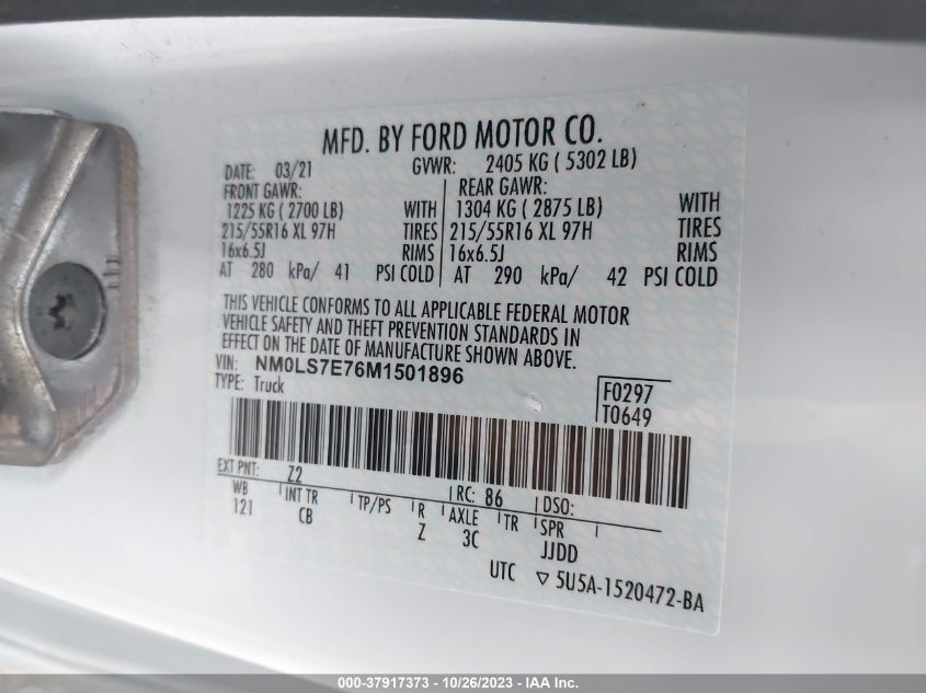 2021 FORD TRANSIT CONNECT VAN XL NM0LS7E76M1501896