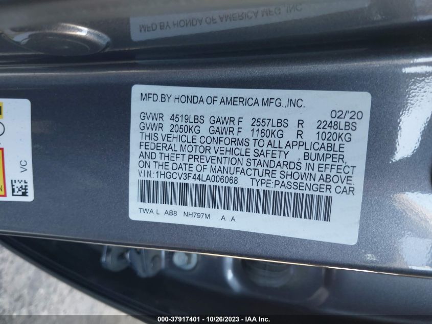 1HGCV3F44LA006068 Honda Accord Hybrid EX 9