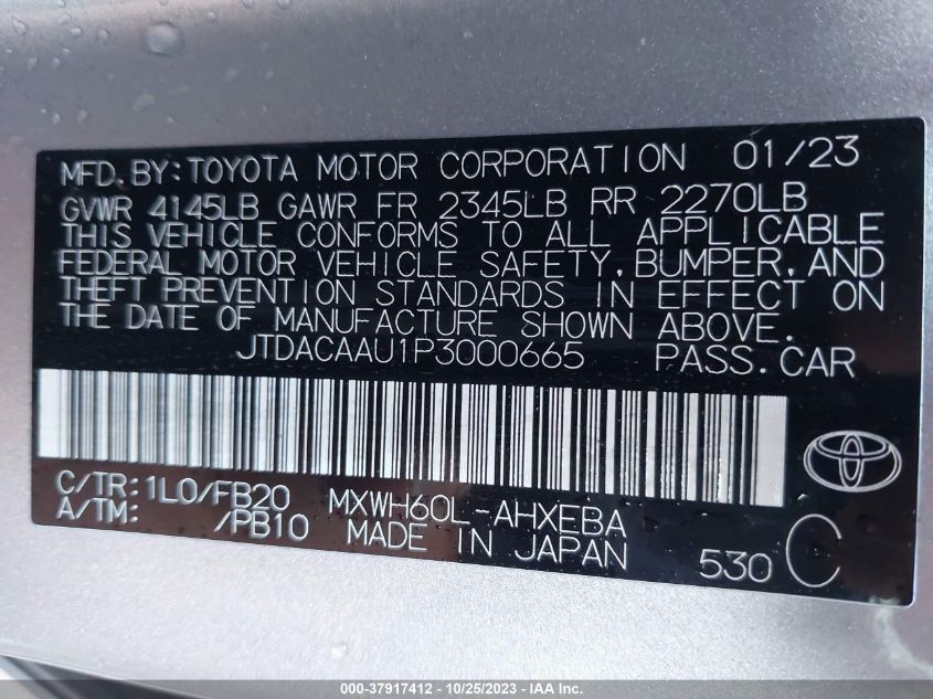 JTDACAAU1P3000665 Toyota Prius LE/XLE/LIMITED 9