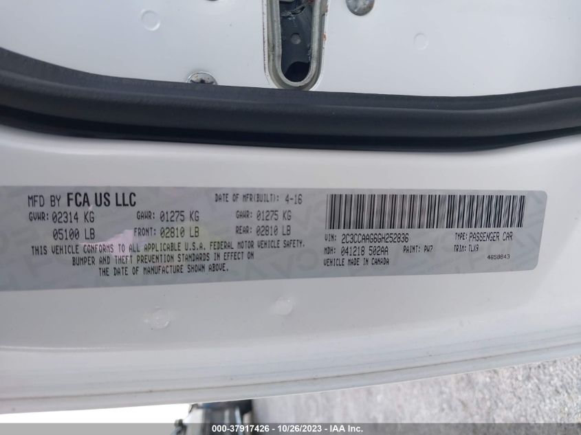 2016 CHRYSLER 300 LIMITED - 2C3CCAAG6GH252836