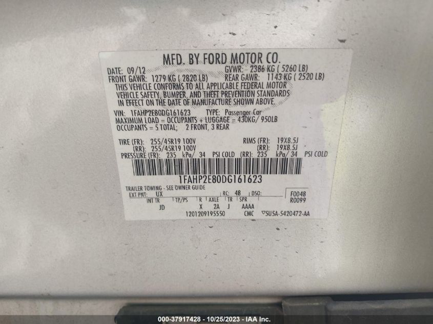 2013 FORD TAURUS SEL - 1FAHP2E80DG161623