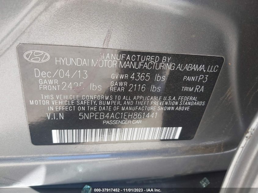 2014 HYUNDAI SONATA GLS - 5NPEB4AC1EH861441