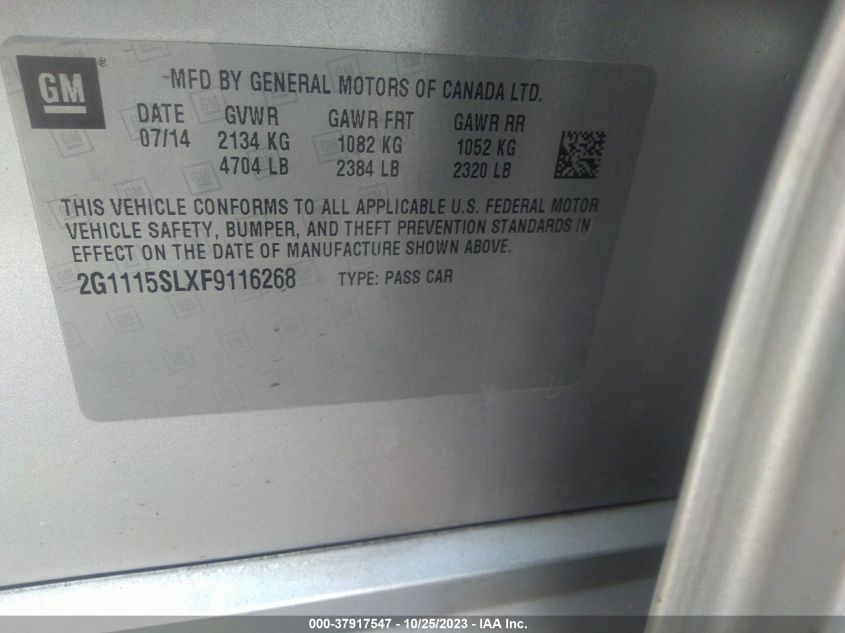 2015 CHEVROLET IMPALA LT - 2G1115SLXF9116268