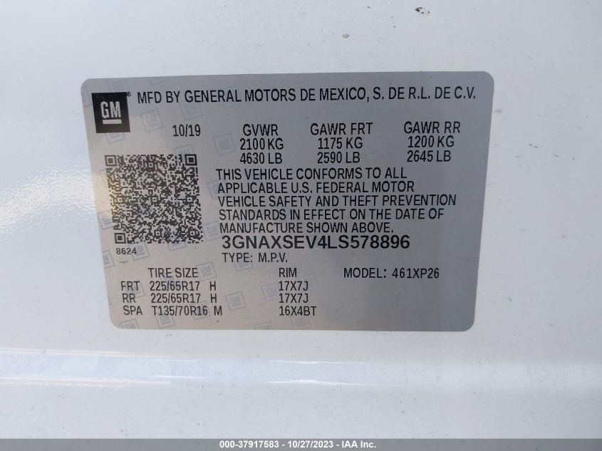 2020 CHEVROLET EQUINOX LS - 3GNAXSEV4LS578896