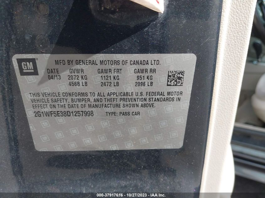 2013 CHEVROLET IMPALA LS - 2G1WF5E38D1257998