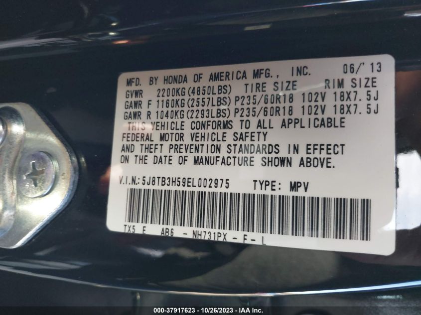2014 ACURA RDX TECH PKG - 5J8TB3H59EL002975