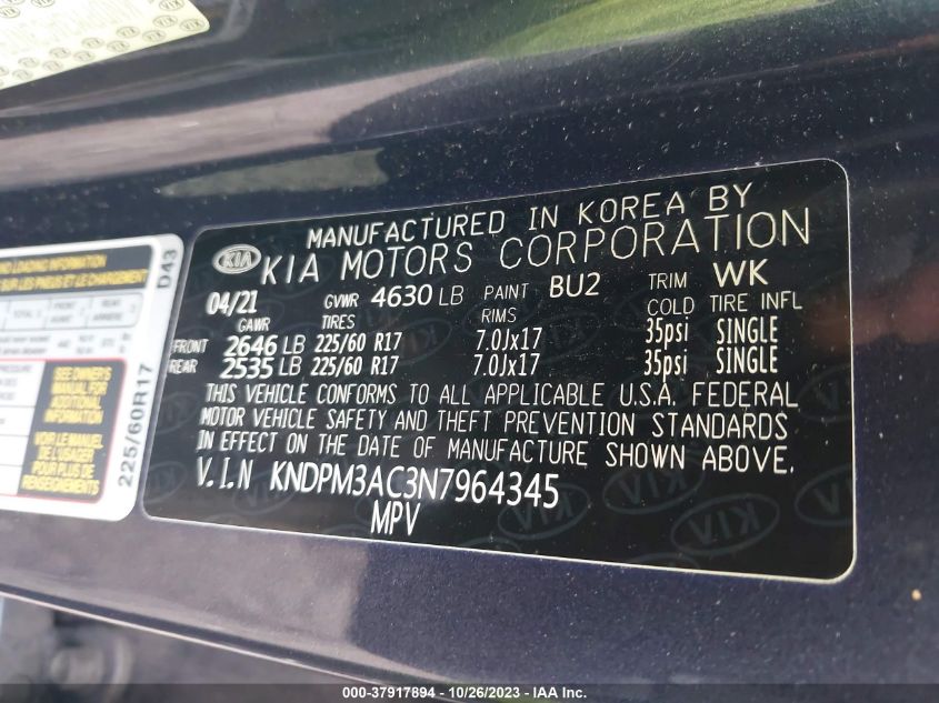 2022 KIA SPORTAGE LX - KNDPM3AC3N7964345