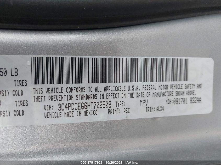 2017 DODGE JOURNEY GT - 3C4PDCEG6HT702509