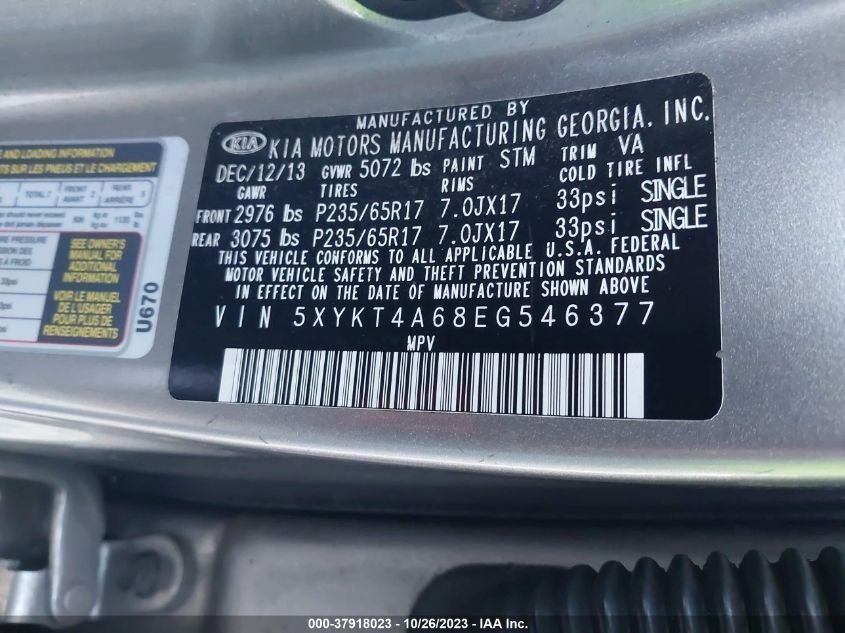 2014 KIA SORENTO LX - 5XYKT4A68EG546377