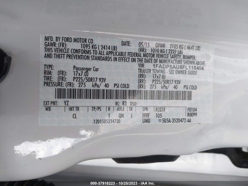 2015 FORD C-MAX HYBRID SE - 1FADP5AU8FL118404