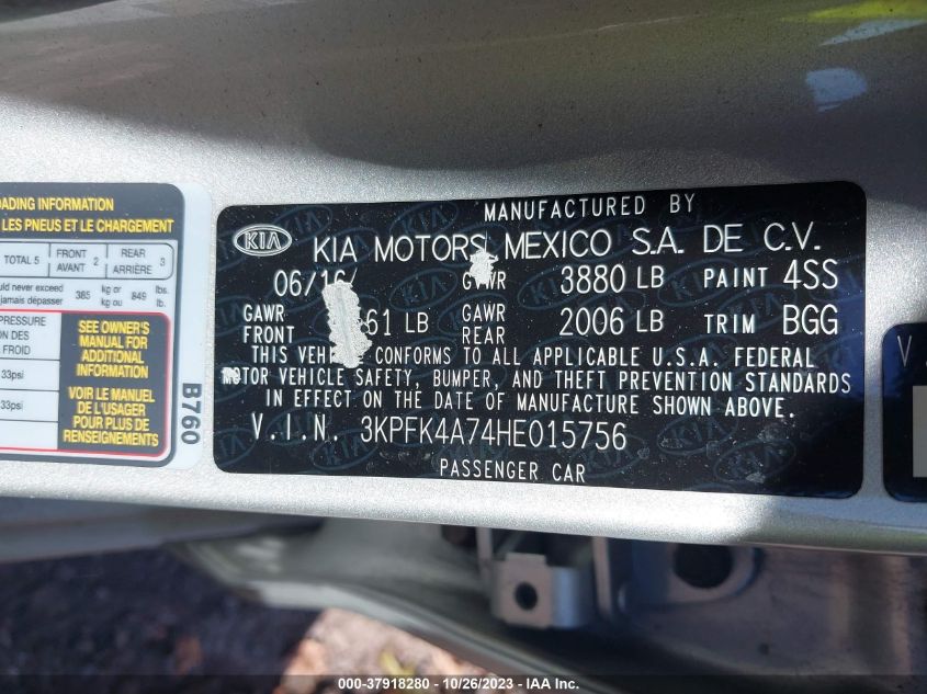 2017 KIA FORTE LX - 3KPFK4A74HE015756