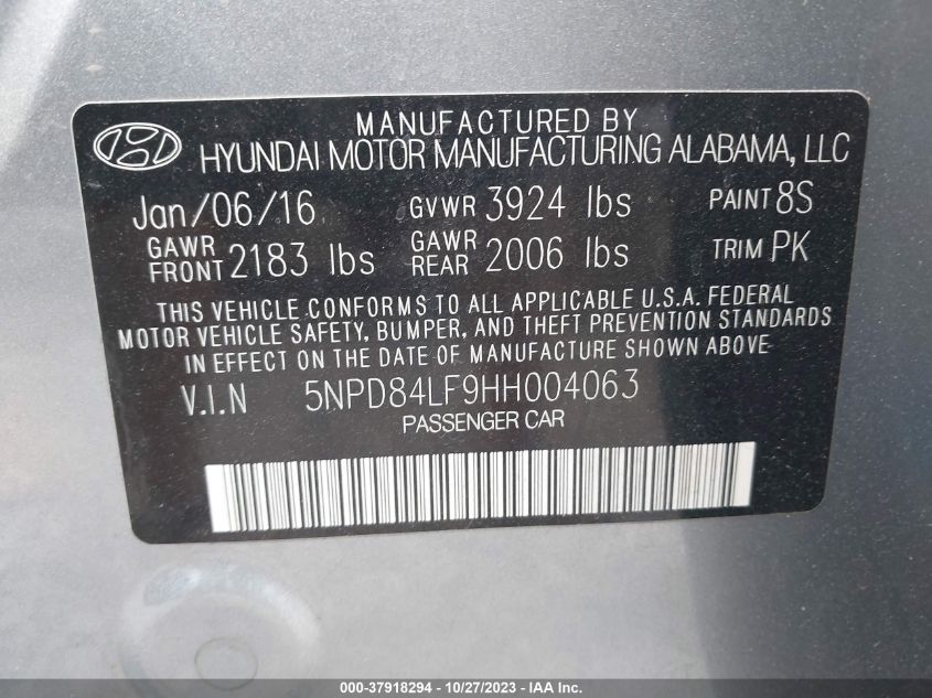 2017 HYUNDAI ELANTRA SE - 5NPD84LF9HH004063