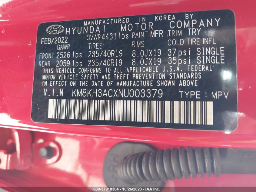2022 HYUNDAI KONA N KM8KH3ACXNU003379