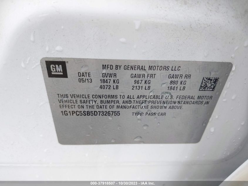 2013 CHEVROLET CRUZE 1LT - 1G1PC5SB5D7326755