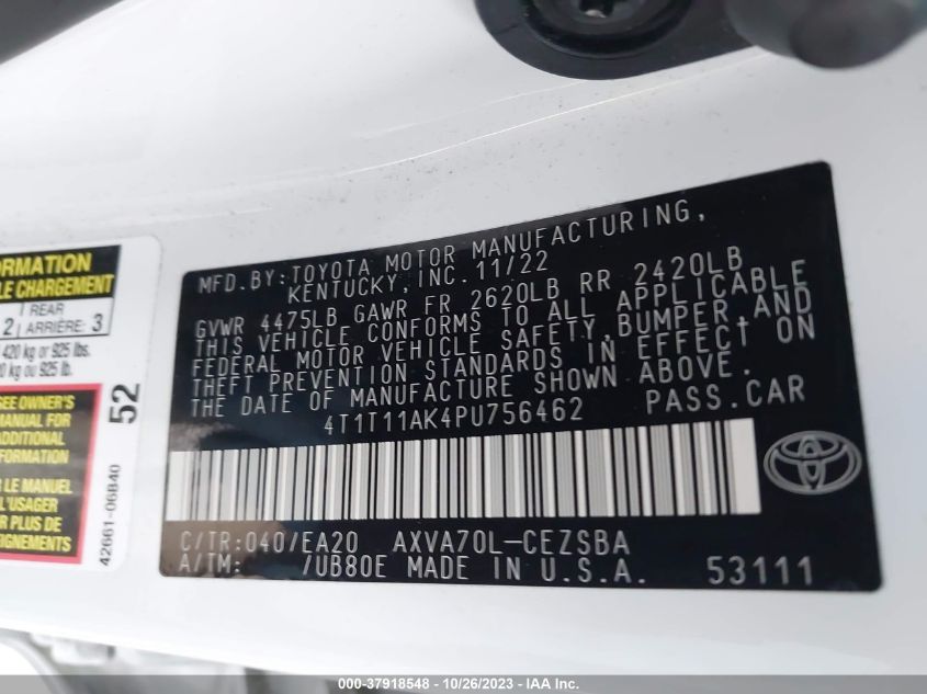 2023 TOYOTA CAMRY SE - 4T1T11AK4PU756462