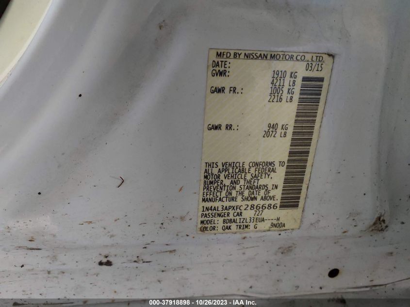 2015 NISSAN ALTIMA 2.5 SV - 1N4AL3APXFC286686