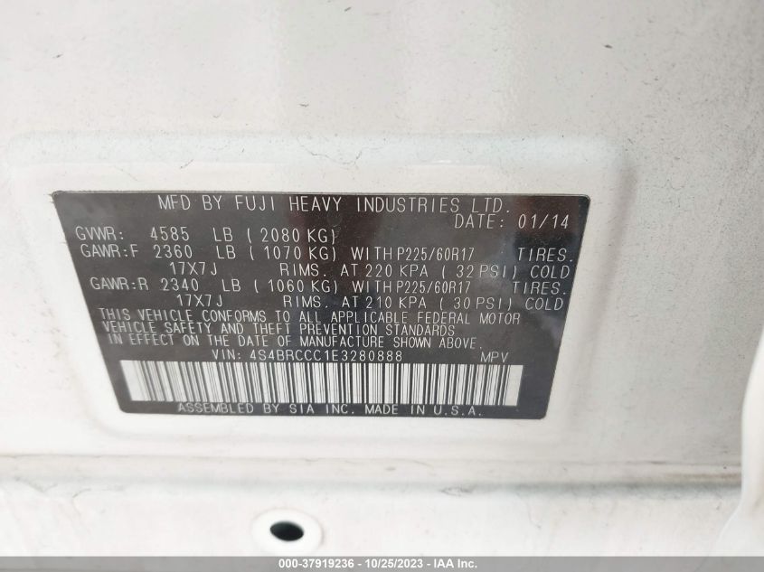 2014 SUBARU OUTBACK 2.5I PREMIUM - 4S4BRCCC1E3280888
