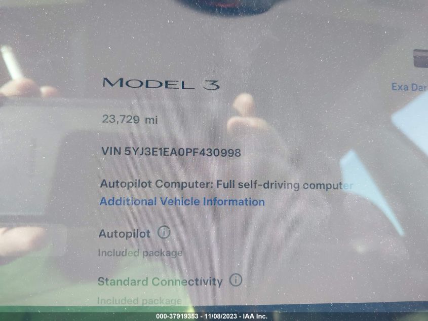 2023 TESLA MODEL 3 - 5YJ3E1EA0PF430998