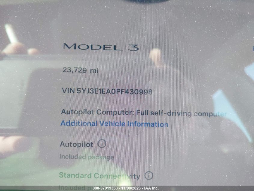 2023 TESLA MODEL 3 - 5YJ3E1EA0PF430998