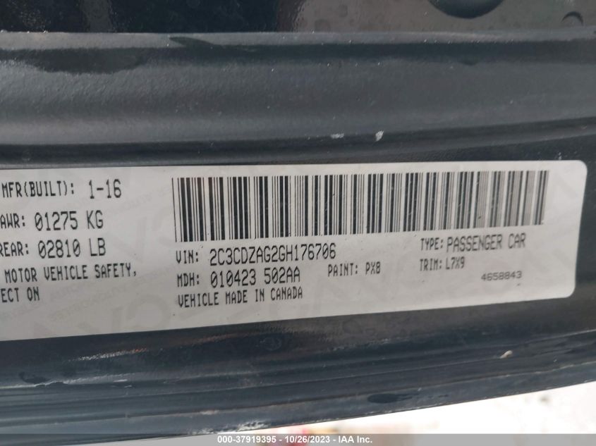 2016 DODGE CHALLENGER SXT - 2C3CDZAG2GH176706