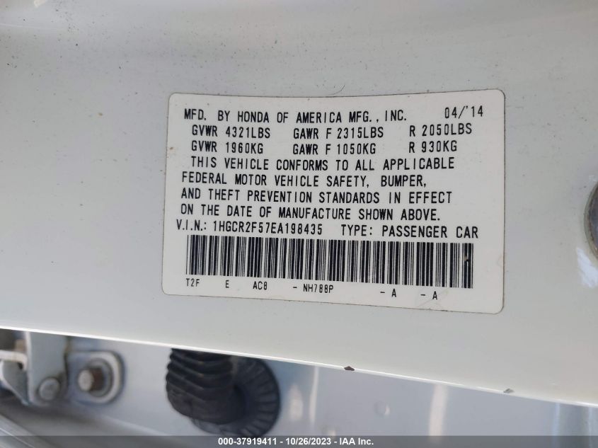 2014 HONDA ACCORD SEDAN SPORT - 1HGCR2F57EA198435