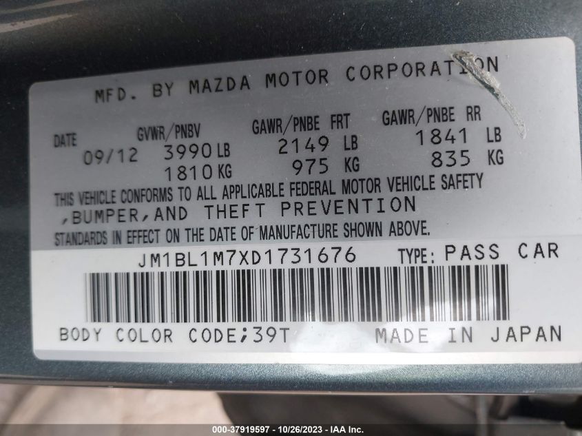 2013 MAZDA MAZDA3 I GRAND TOURING - JM1BL1M7XD1731676
