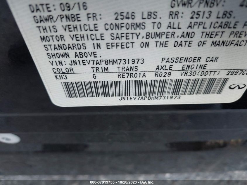 2017 INFINITI Q50 3.0T PREMIUM - JN1EV7AP8HM731973