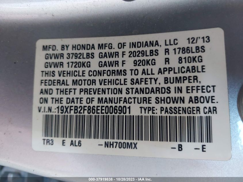 2014 HONDA CIVIC SEDAN EX - 19XFB2F86EE006901
