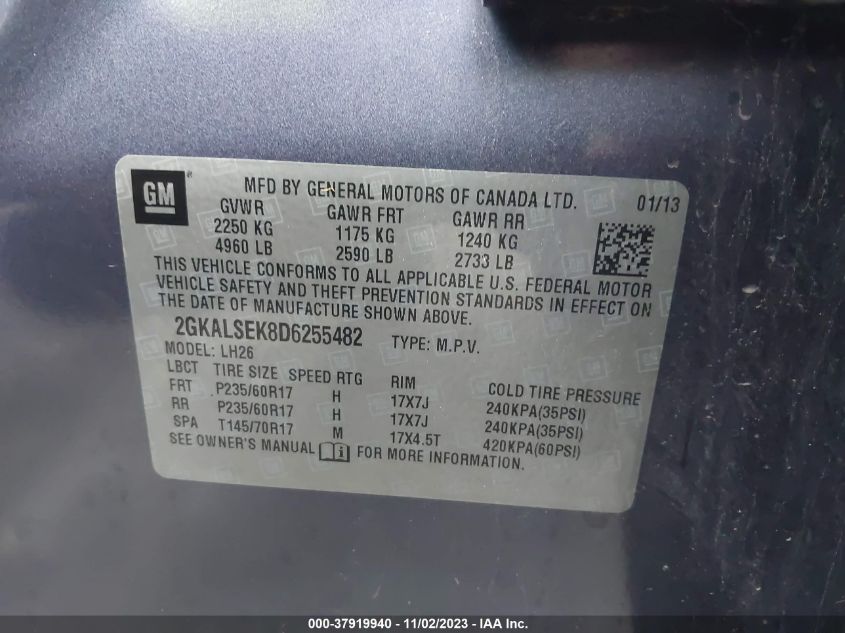 2013 GMC TERRAIN SLE - 2GKALSEK8D6255482