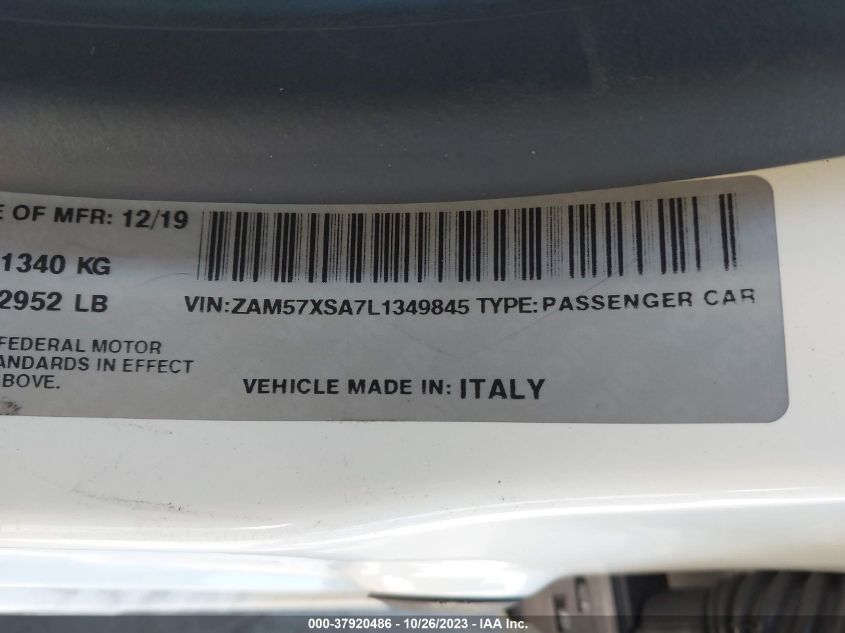 2020 MASERATI GHIBLI GHIBLI ZAM57XSA7L1349845