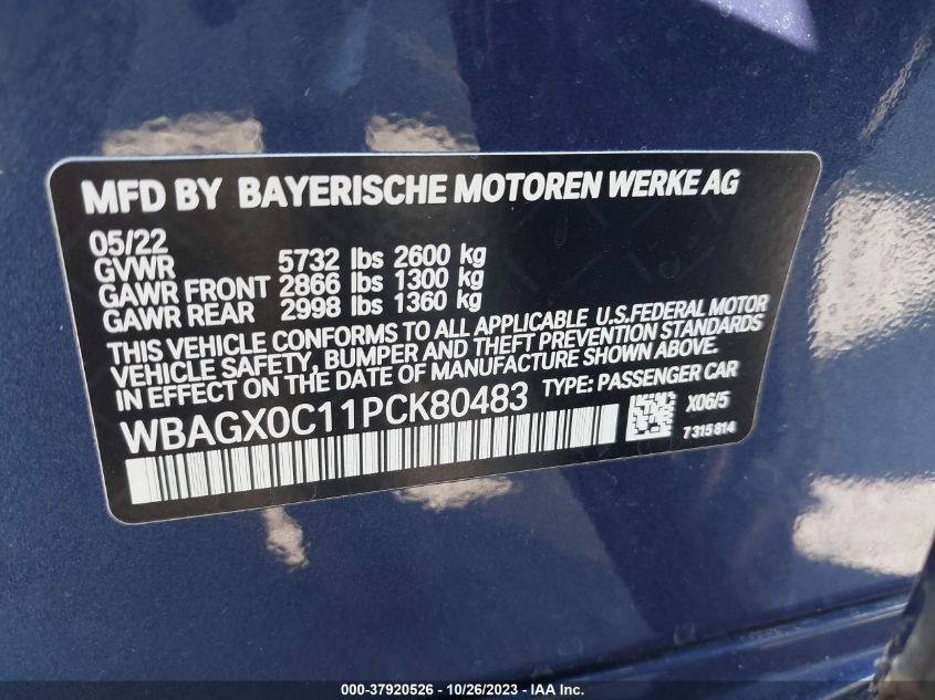 2023 BMW ALPINA B8 GRAN COUPE XDRIVE WBAGX0C11PCK80483