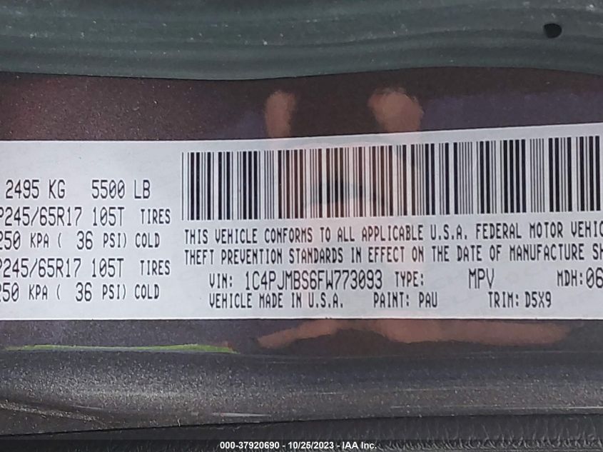 2015 JEEP CHEROKEE - 1C4PJMBS6FW773093