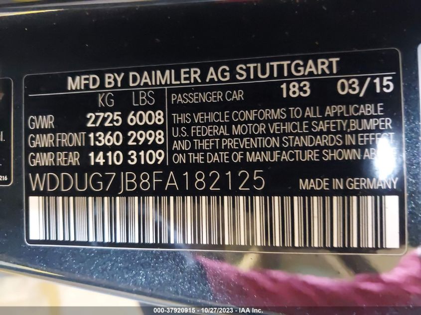 2015 MERCEDES-BENZ S 63 AMG 4MATIC - WDDUG7JB8FA182125