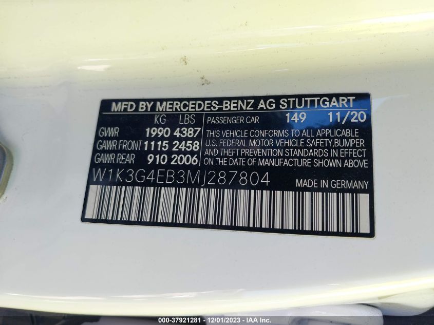 2021 MERCEDES-BENZ A 220 - W1K3G4EB3MJ287804