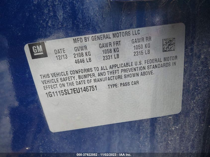 2014 CHEVROLET IMPALA LT - 1G1115SL7EU146751