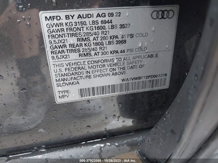 2023 AUDI SQ7 PRESTIGE - WA1VWBF72PD003208